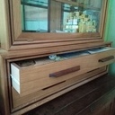 Vitrine en chêne et sapeli