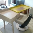 Bureau Collaps en chêne brossé et contre plaqué laqué