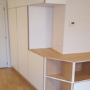 Meuble de coin, mélange de mélaminé et de contre-plaqué chêne