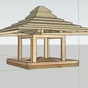 Mangeoire à oiseau de style asiatique avec charpente traditionnelle