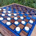 Jeu de dames en chene et epoxy