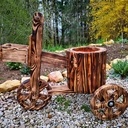 Vélo 3 roues en bois brulé