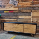 Meuble TV en chêne et chêne brulé