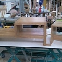 Table basse en chêne plus tabouret