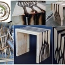 Tabouret "Racines" en bois sur-cyclé