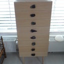 Semainier, façade de tiroir en onglet