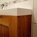 Duo de petits meubles en chêne, lave-mains et miroir