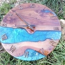 Horloge vieux chene et epoxy Ø50 cm