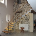 Escalier bois acier inox verre