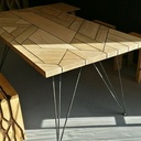 Table chêne/joint "pont de bateau" 100% sur-cyclée