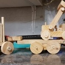 Semi remorque et tractopelle