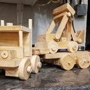 Semi remorque et tractopelle