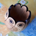 Vase en chêne avec pyrogravure