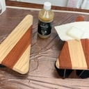 Planches de présentation jumelles en padouk/chêne