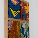 Cadre decoratif bois-tissu