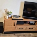 Meuble TV chêne massif et piétement acier