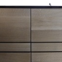 Bloc cuisine, revêtement chêne, plan de travail inox