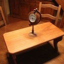 Assise merisier 250 x 500 ep 15 + Une petite pendule globe de bureau de ma réalisation