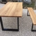 Table à manger et banc Chêne et fer