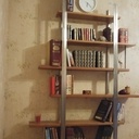 Bibliotheque inox bois exotique