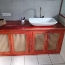 Meuble de salle de bain acajou d'Afrique