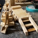 Semi remorque et tractopelle