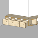 Bibliothèque et banc de lecture