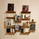 Etagère Salon - Sapin Huilé & Tiges Acier