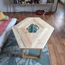 Table basse en palettes avec isolateur électrique