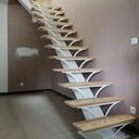 Escalier quart tournant acier et bois