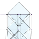 Ensuite tracé de la vue de face réelle (face au chanfrein) du pied.