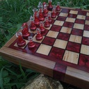 Echiquier orme et epoxy rouge/noir