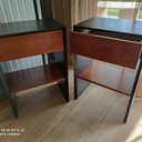 Deux tables de nuits en Valchromat et merisier