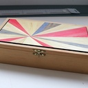 Boite avec couvercle en marqueterie de paille