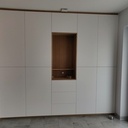 Placard d'entrée blanc mat et chêne