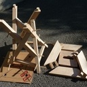 Tabouret  4 croix de st André inclinées