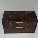 Chevet en Wengé, Laiton et Sycomore. Tiroir queues d'arrondes.