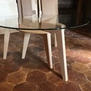 Paire de tables basse rondes gigognes avec plateau en verre