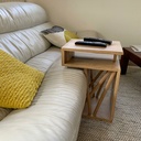 Bout de canapé en bois et vitrail