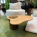 Aura, table basse chêne et marqueterie de paille