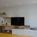 Meuble TV en chêne et stratifié blanc laqué