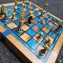 Echiquier en epoxy et hetre échauffé