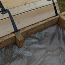 Bac à sable avec couvercle convertible en bancs (et son coffre à trucs)