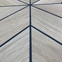 Table basse ronde joints type pont de bateau