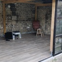 Double baie vitrée coulissante en bois