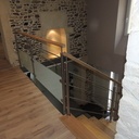 Escalier bois acier inox verre