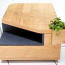 Table basse robinier et rideau bois