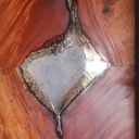 Tableau Acajou massif en symétrie et gaufrage crâqué feuilles 24K