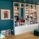 Bibliothèque hévéa et mélaminé blanc