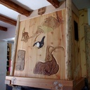 Cheminée savoyarde en Pin cembro et Mélèze